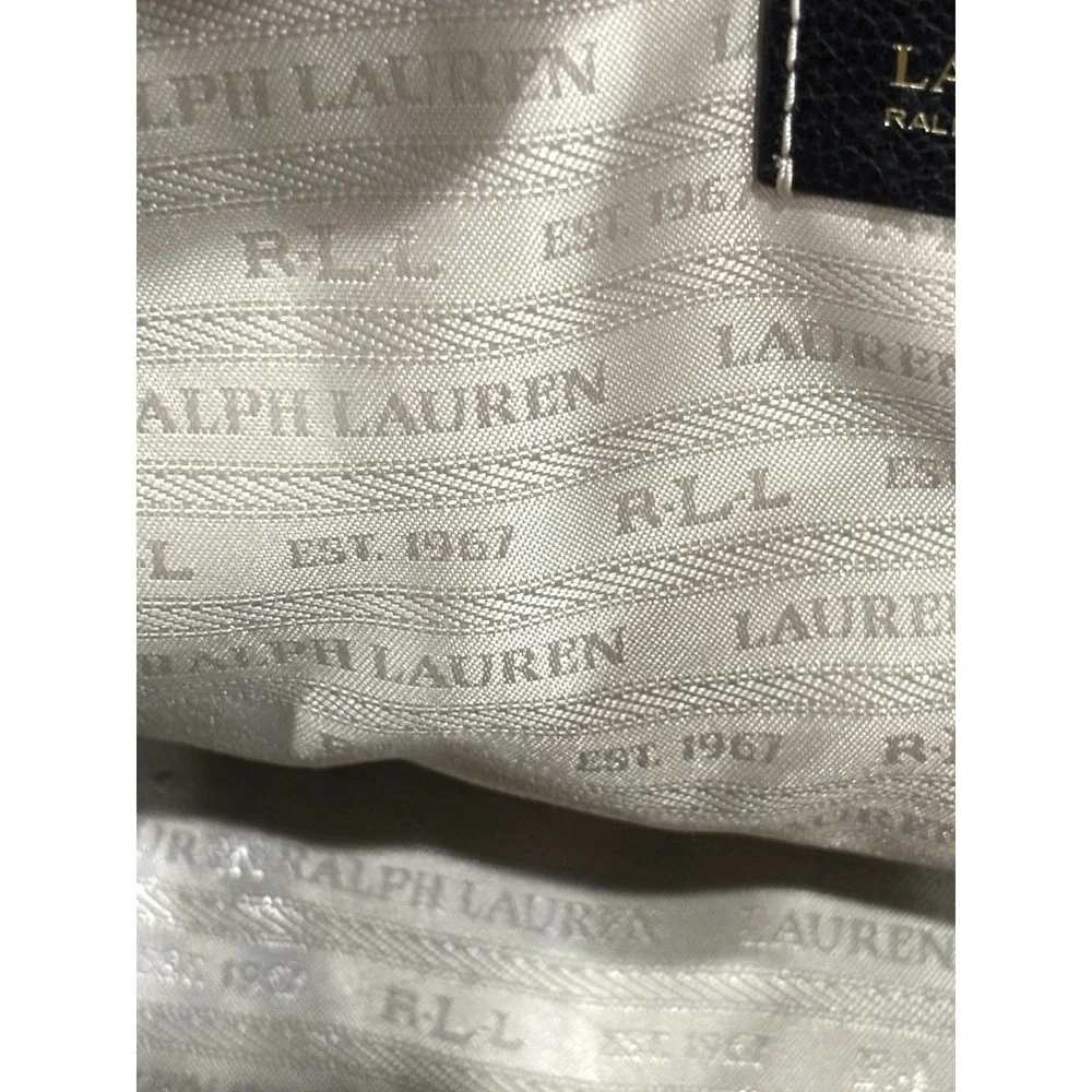 Lauren Ralph Lauren Black Pebbled Satchel Handbag Turn Lock Top Handle Bag